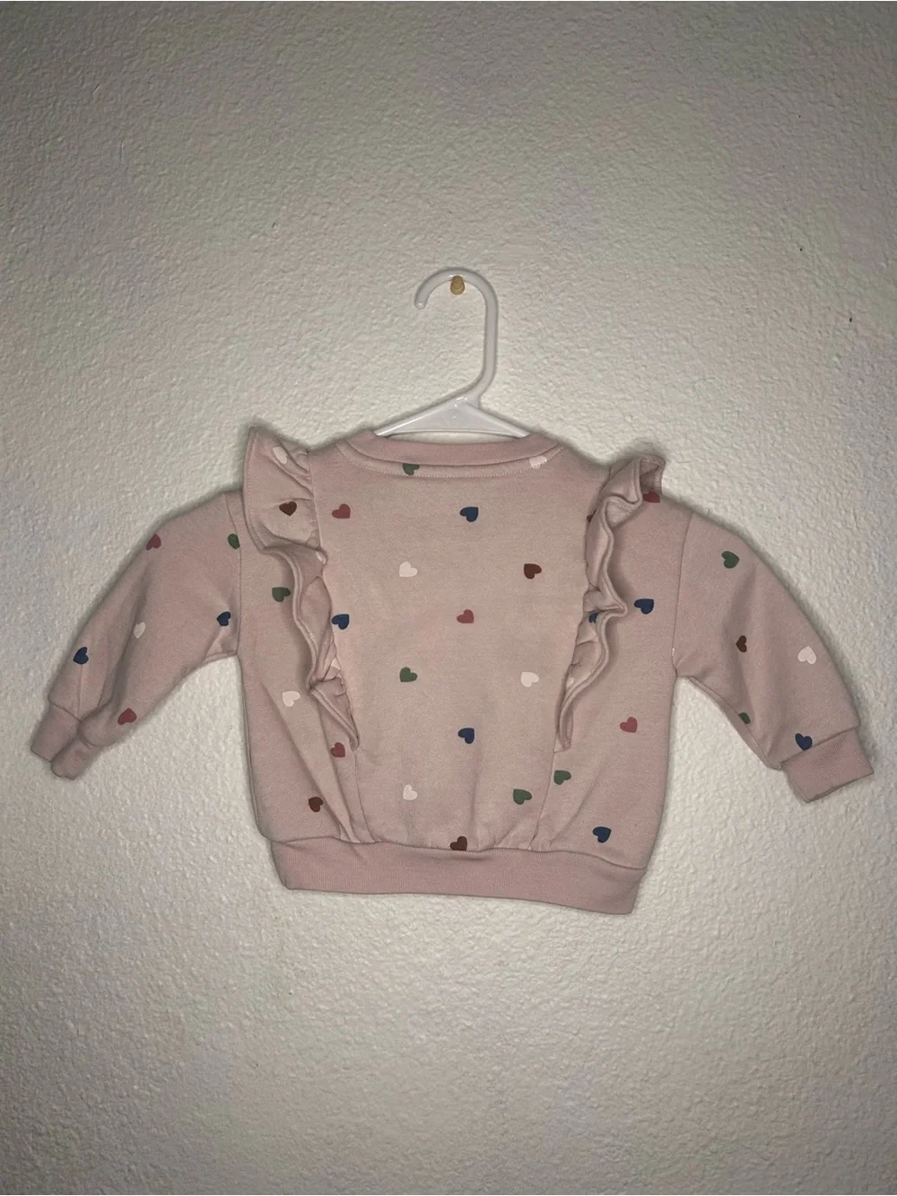 GAP Light Pink Heart Ruffle Pullover Sweatshirt